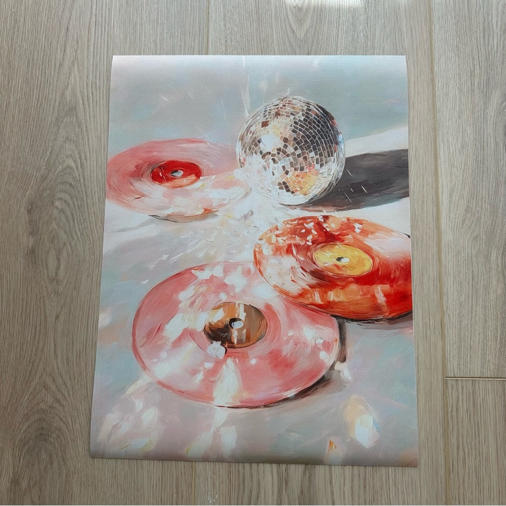Disco Ball Record Canvas Art Print Poster
